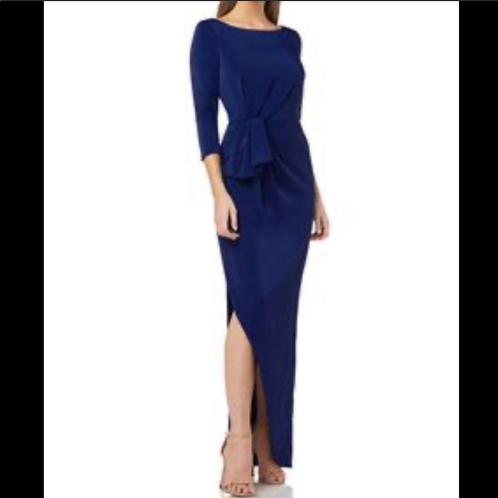 NWOT Kay Unger Side Slit Indigo Gown